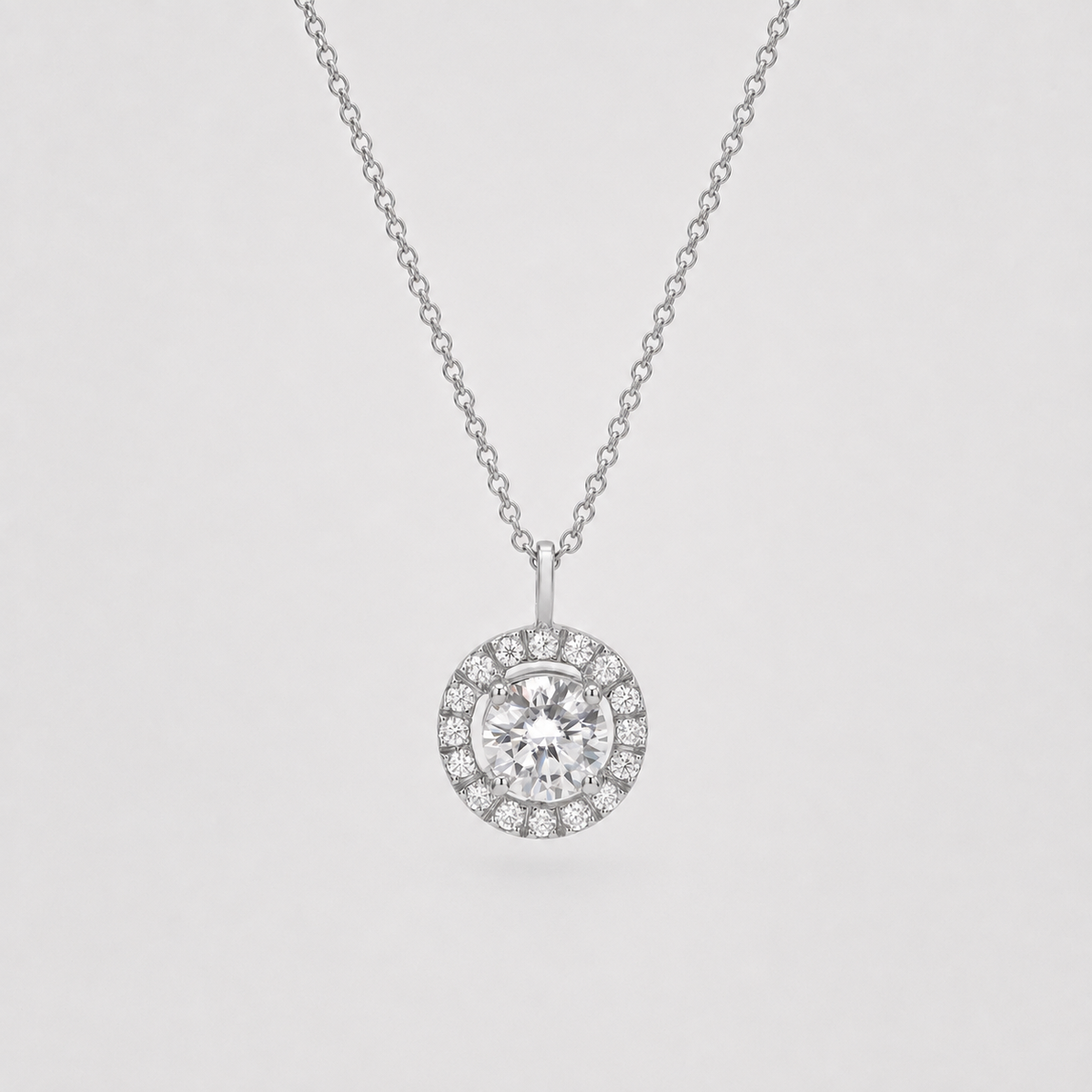 1.50 Ct. Round Cut Lab Grown Diamond Halo Pendant Necklace (VS-EF)