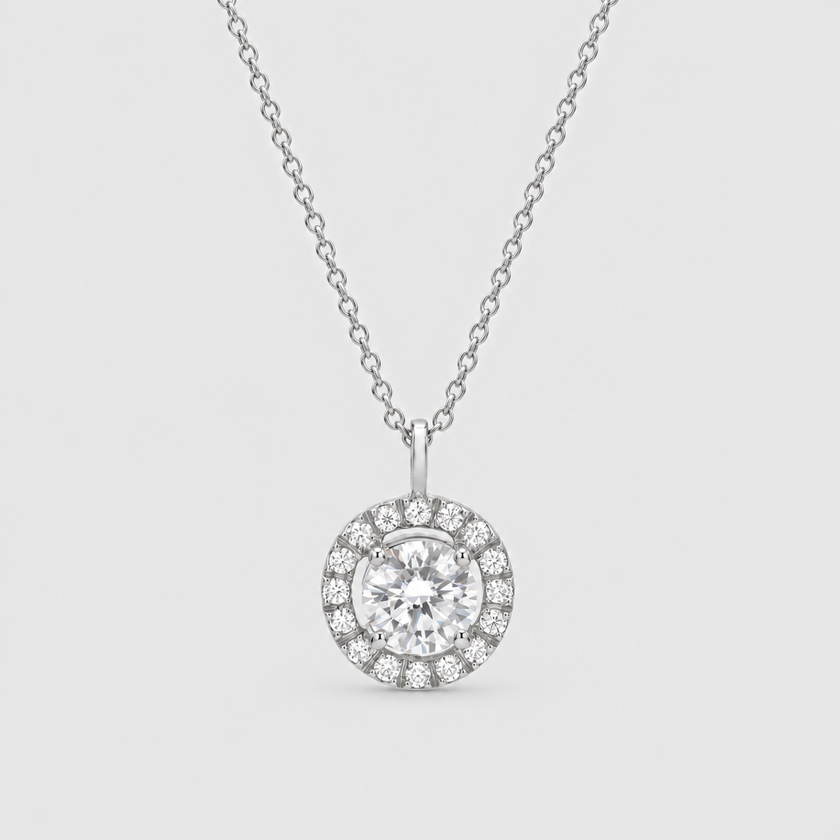 1.50 Ct. Round Cut Lab Grown Diamond Halo Pendant Necklace (VS-EF)