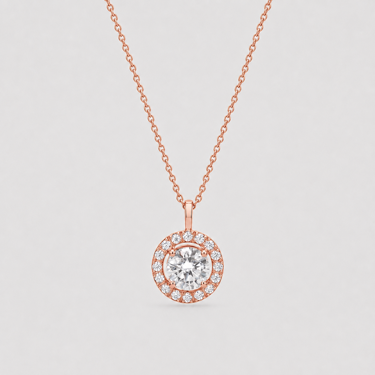1.50 Ct. Round Cut Lab Grown Diamond Halo Pendant Necklace (VS-EF)