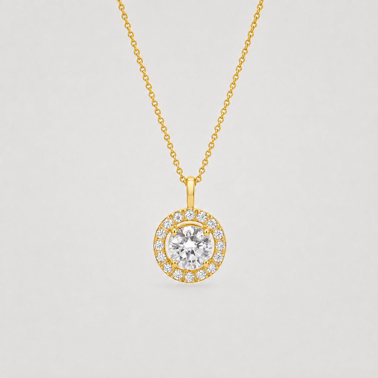 1.50 Ct. Round Cut Lab Grown Diamond Halo Pendant Necklace (VS-EF)