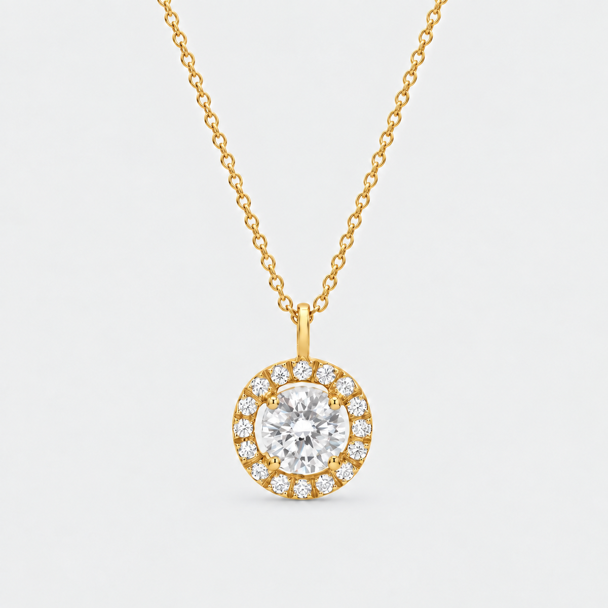 1.50 Ct. Round Cut Lab Grown Diamond Halo Pendant Necklace (VS-EF)