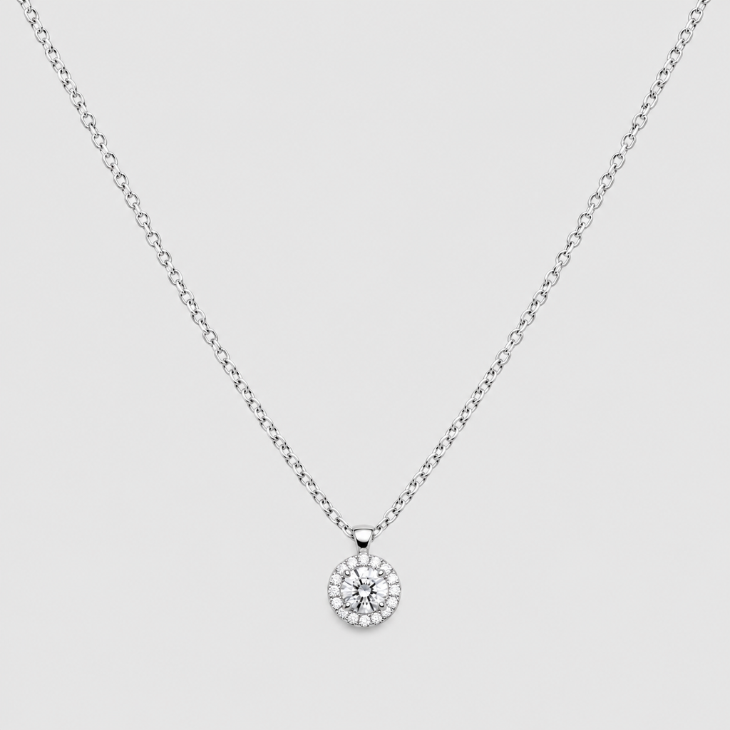 1.10 Ct. Lab Grown Diamond Round Cut Halo Pendant (VS-EF)