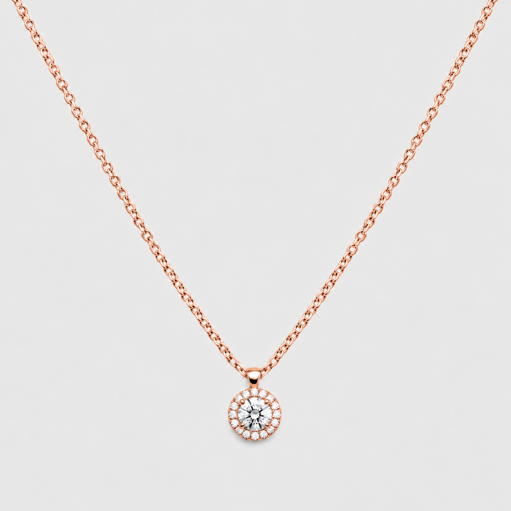 1.10 Ct. Lab Grown Diamond Round Cut Halo Pendant (VS-EF)