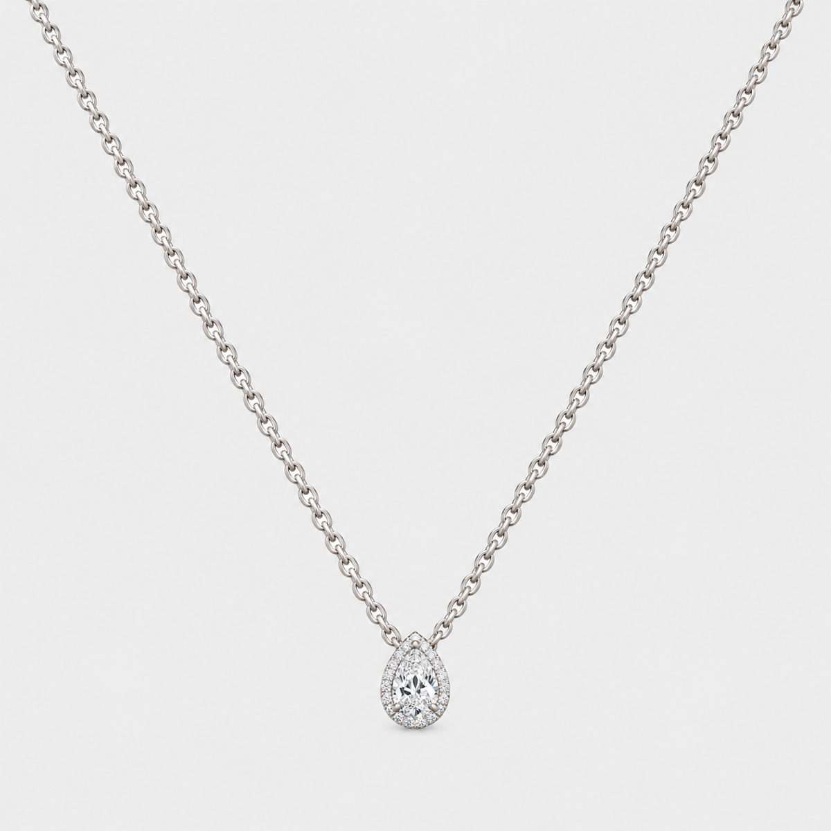 Lab Grown Diamond Pear Cut 0.60 Ct. Halo Pendant (EF/VVS-VS)