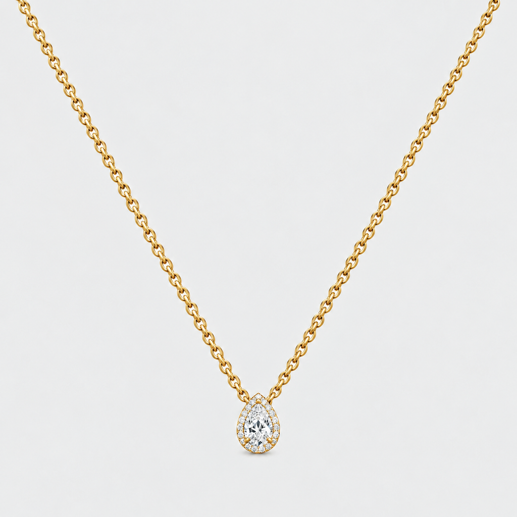 Lab Grown Diamond Pear Cut 0.60 Ct. Halo Pendant (EF/VVS-VS)