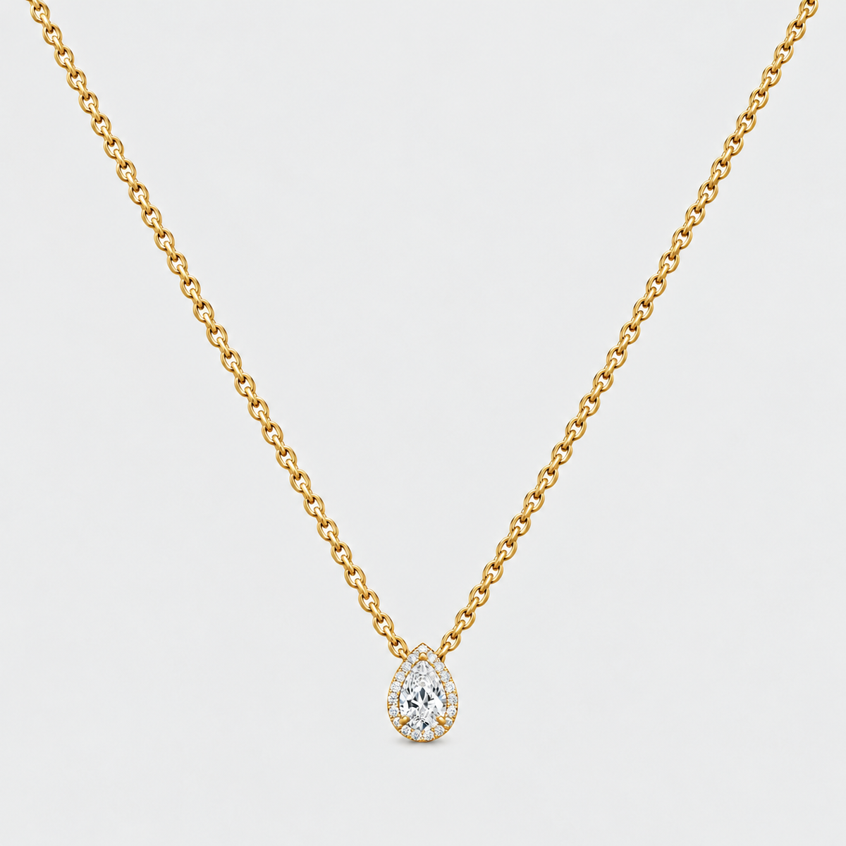Lab Grown Diamond Pear Cut 0.60 Ct. Halo Pendant (EF/VVS-VS)