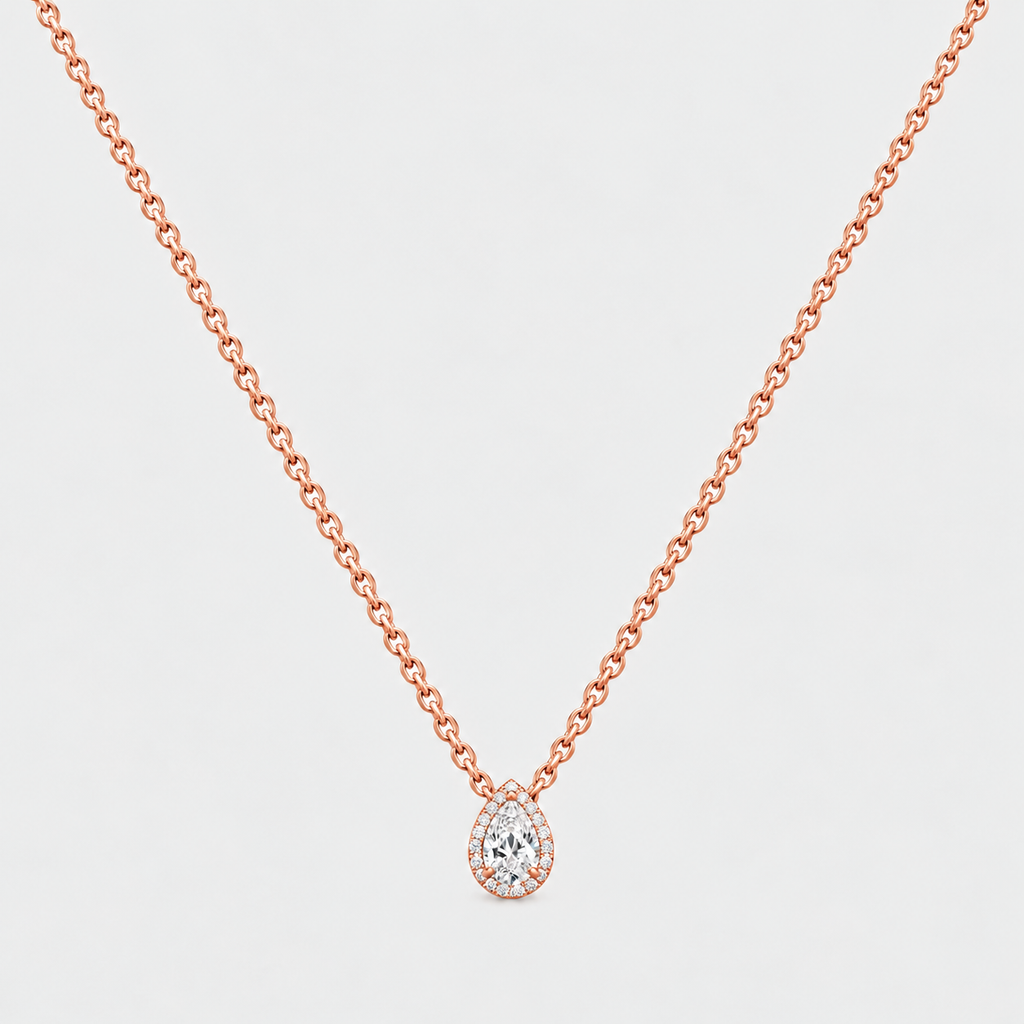 Lab Grown Diamond Pear Cut 0.60 Ct. Halo Pendant (EF/VVS-VS)