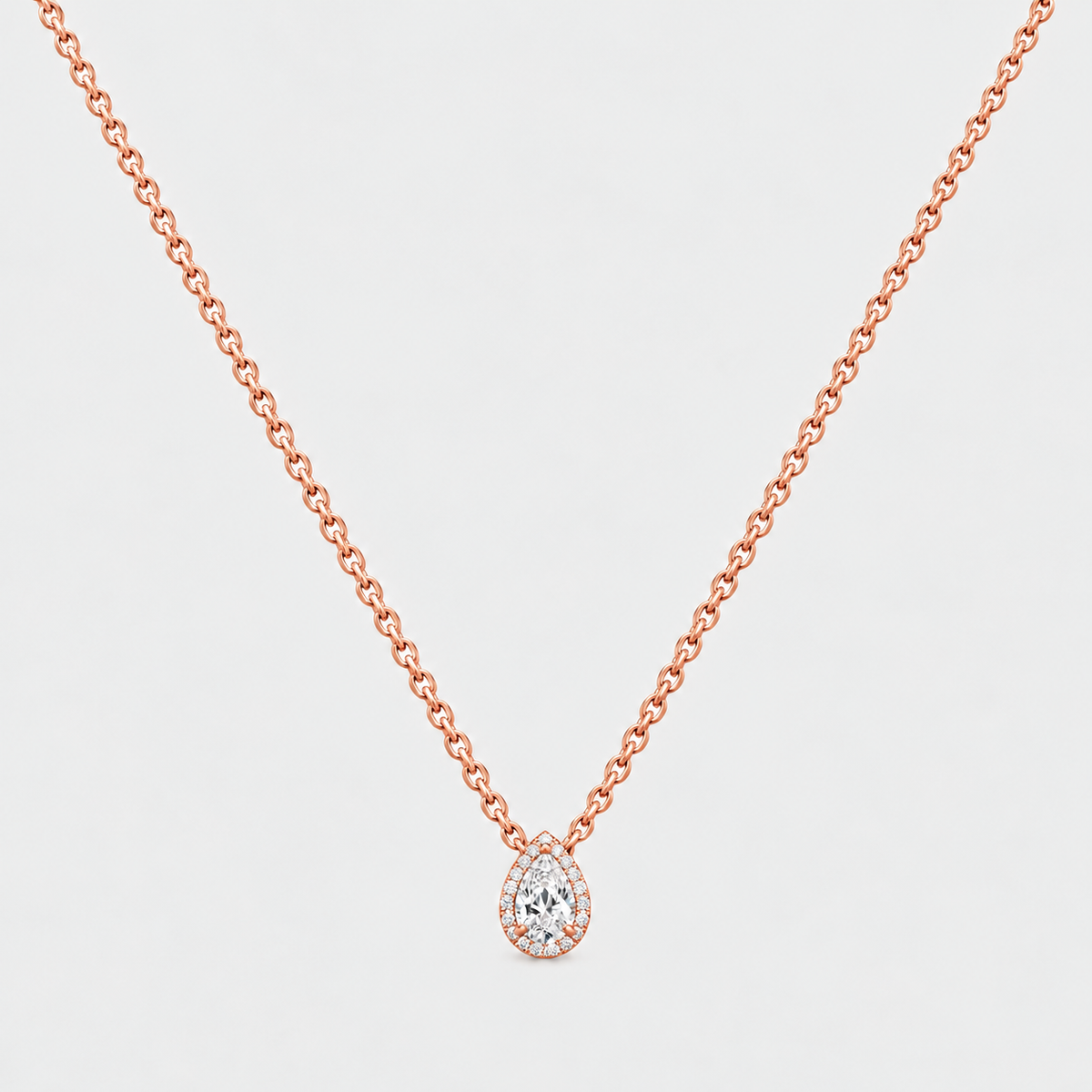 Lab Grown Diamond Pear Cut 0.60 Ct. Halo Pendant (EF/VVS-VS)