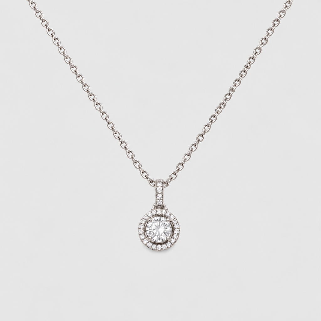 1.15 Ct. Lab Grown Diamond Round Cut Halo Pendant (VS-EF)