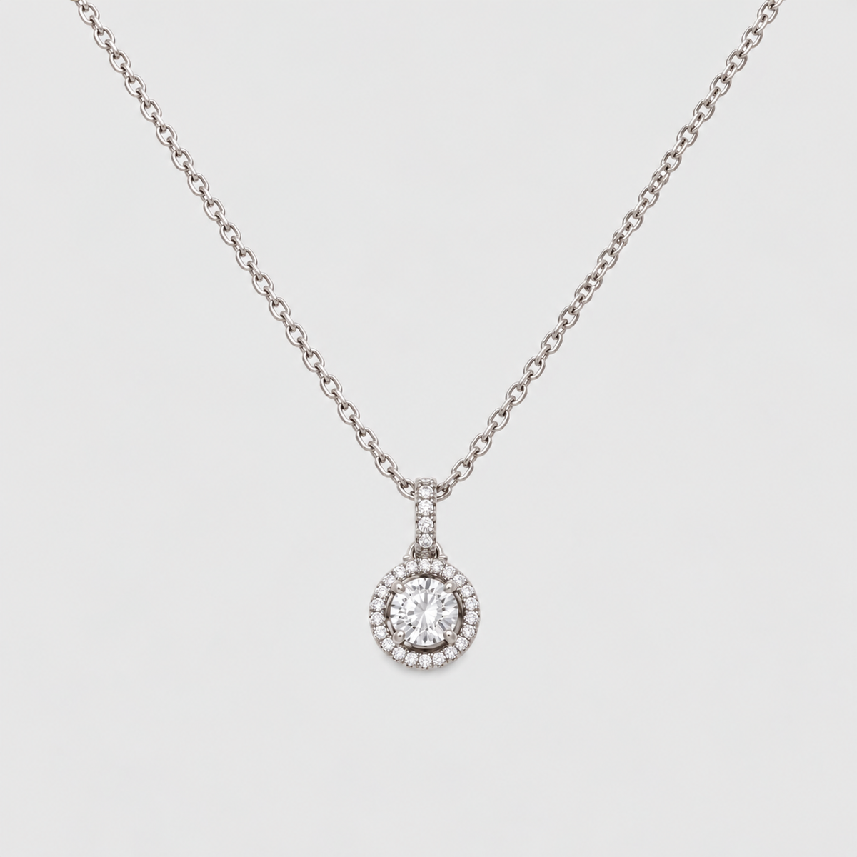 1.15 Ct. Lab Grown Diamond Round Cut Halo Pendant (VS-EF)