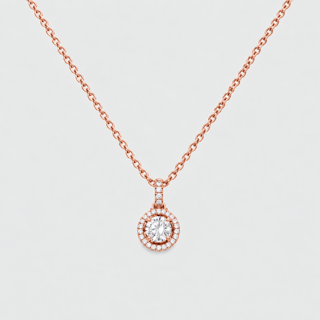 1.15 Ct. Lab Grown Diamond Round Cut Halo Pendant (VS-EF)