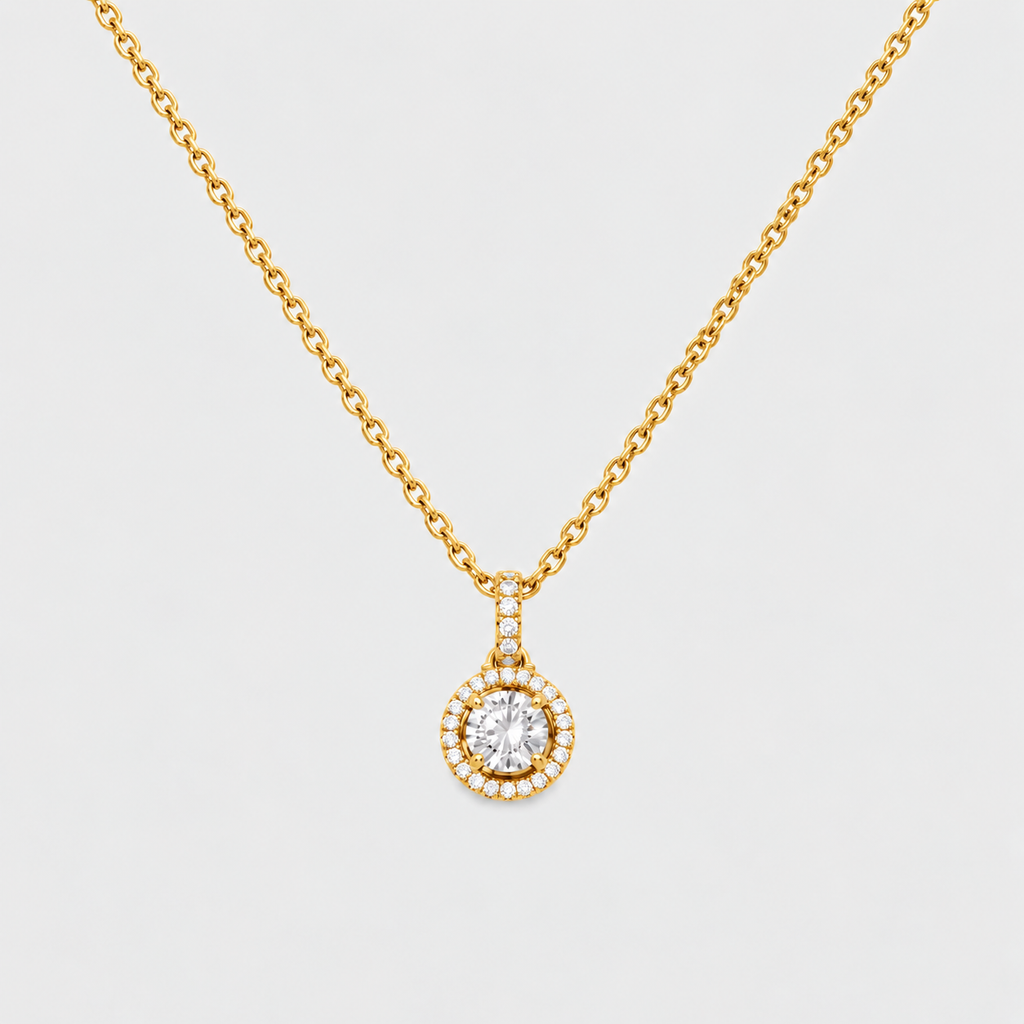 1.15 Ct. Lab Grown Diamond Round Cut Halo Pendant (VS-EF)