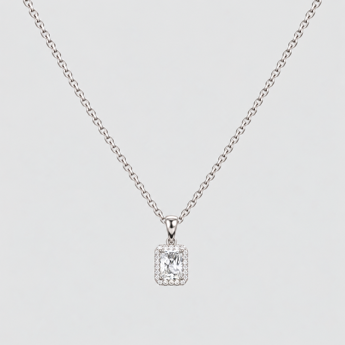1.20 Ct. Lab Grown Diamond Radiant Cut Halo Pendant (VS-EF)