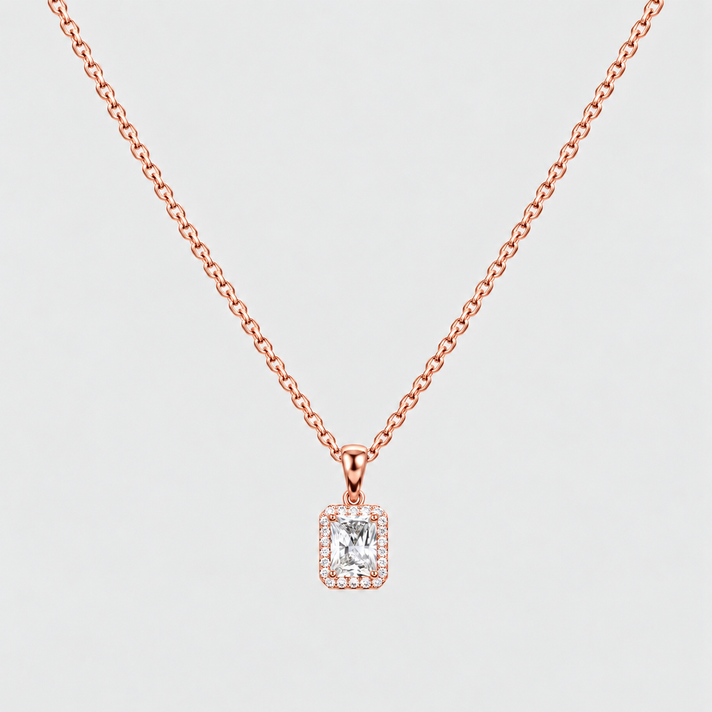 1.20 Ct. Lab Grown Diamond Radiant Cut Halo Pendant (VS-EF)