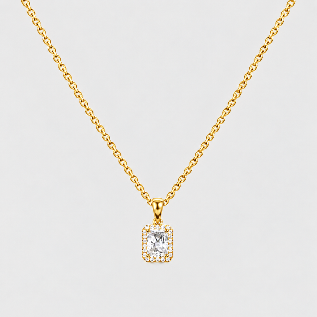 1.20 Ct. Lab Grown Diamond Radiant Cut Halo Pendant (VS-EF)