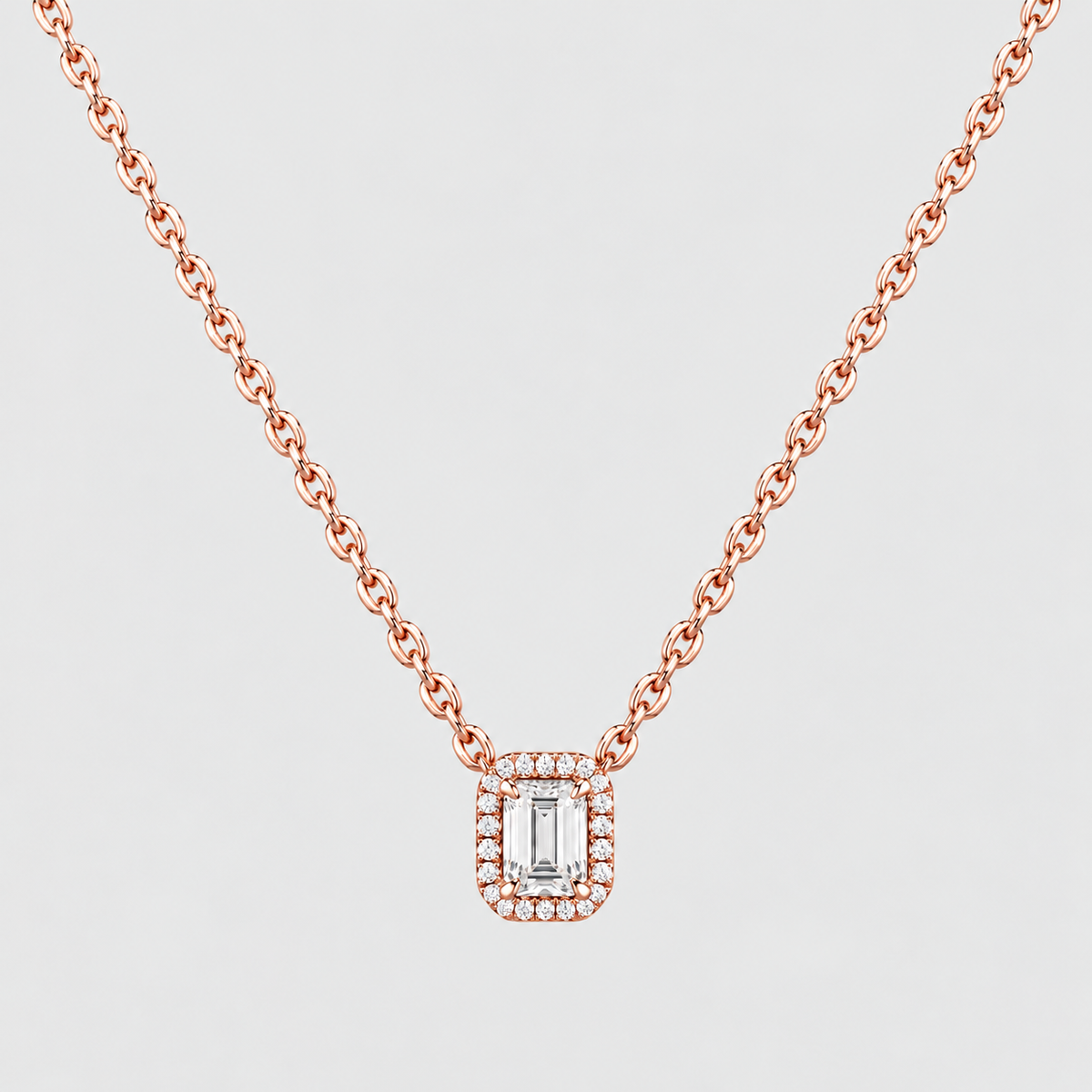 2.50 Ct. Lab Grown Diamond Emerald Cut Halo Pendant (VS-EF)