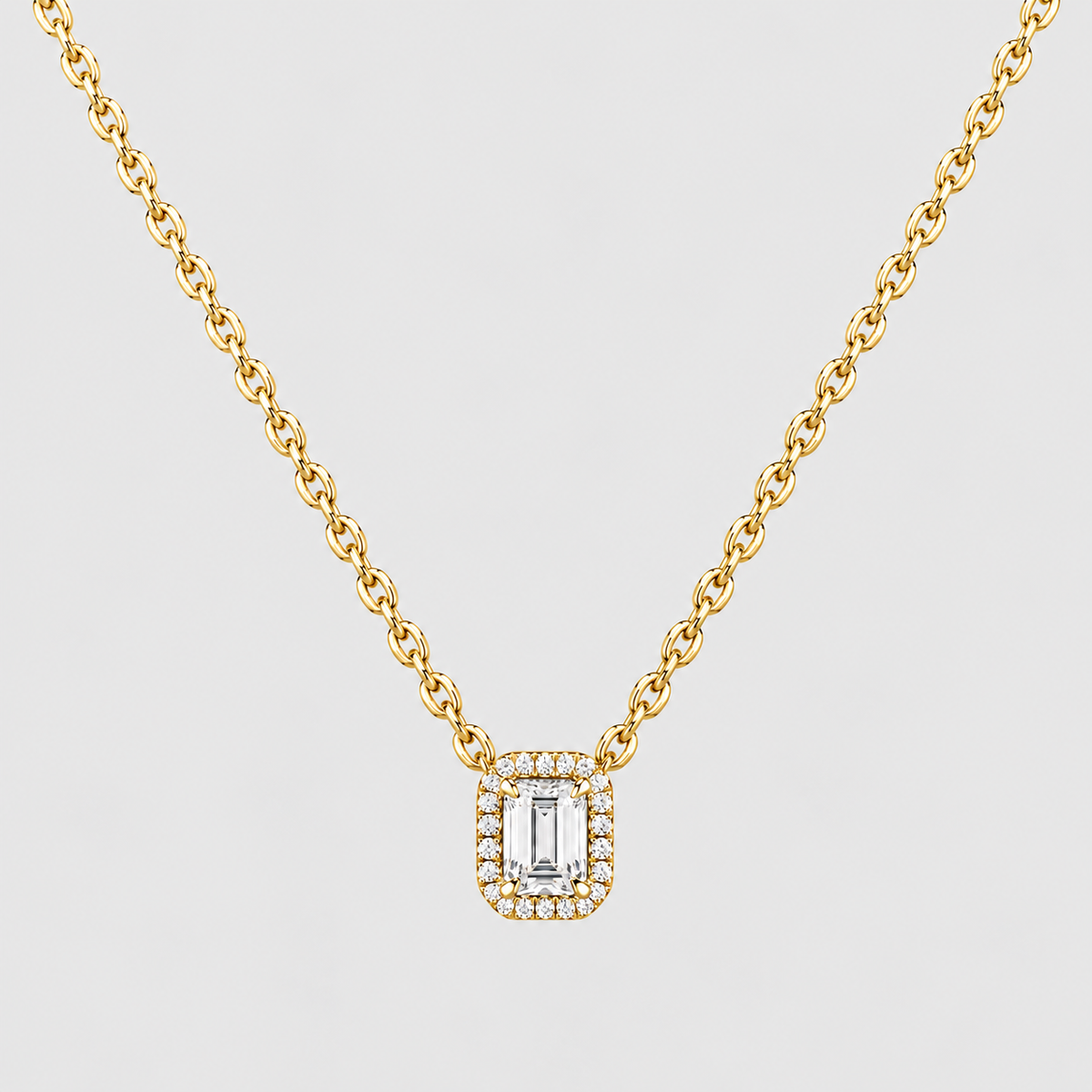 2.50 Ct. Lab Grown Diamond Emerald Cut Halo Pendant (VS-EF)