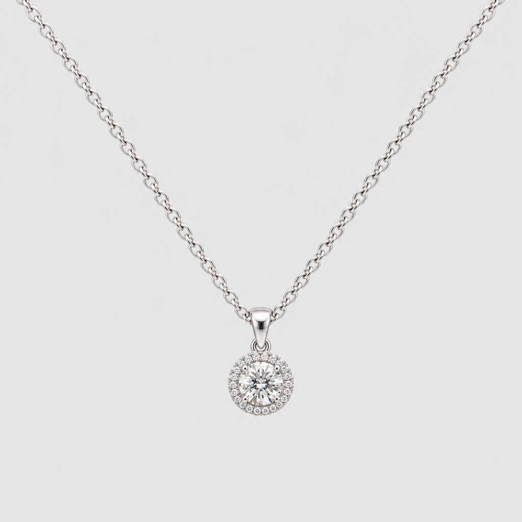 1.30 Ct. Lab Grown Diamond Round Cut Halo Pendant (VS-EF)