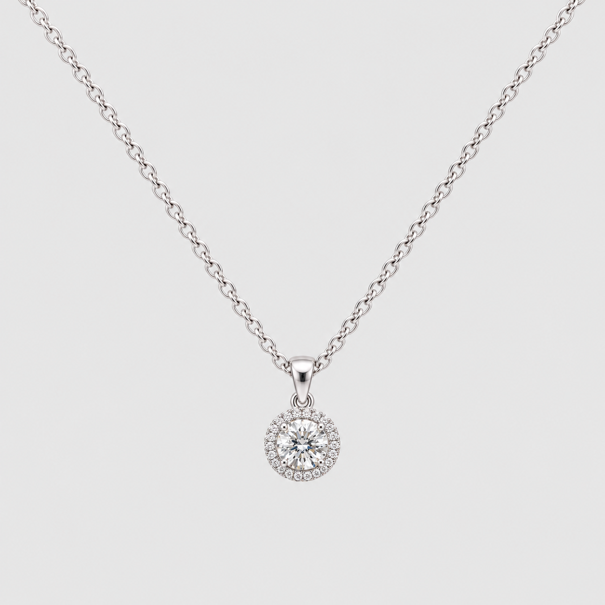 1.30 Ct. Lab Grown Diamond Round Cut Halo Pendant (VS-EF)