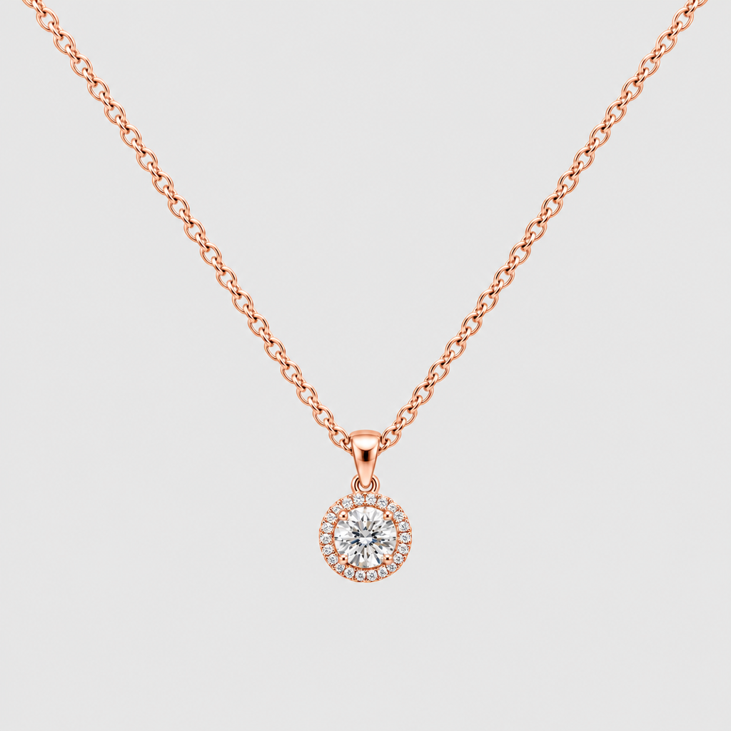 1.30 Ct. Lab Grown Diamond Round Cut Halo Pendant (VS-EF)