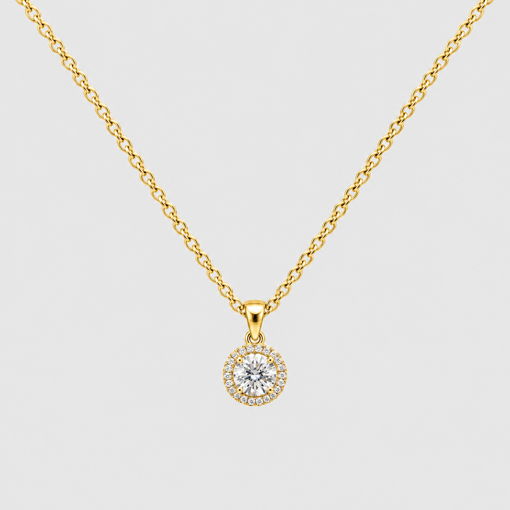 1.30 Ct. Lab Grown Diamond Round Cut Halo Pendant (VS-EF)