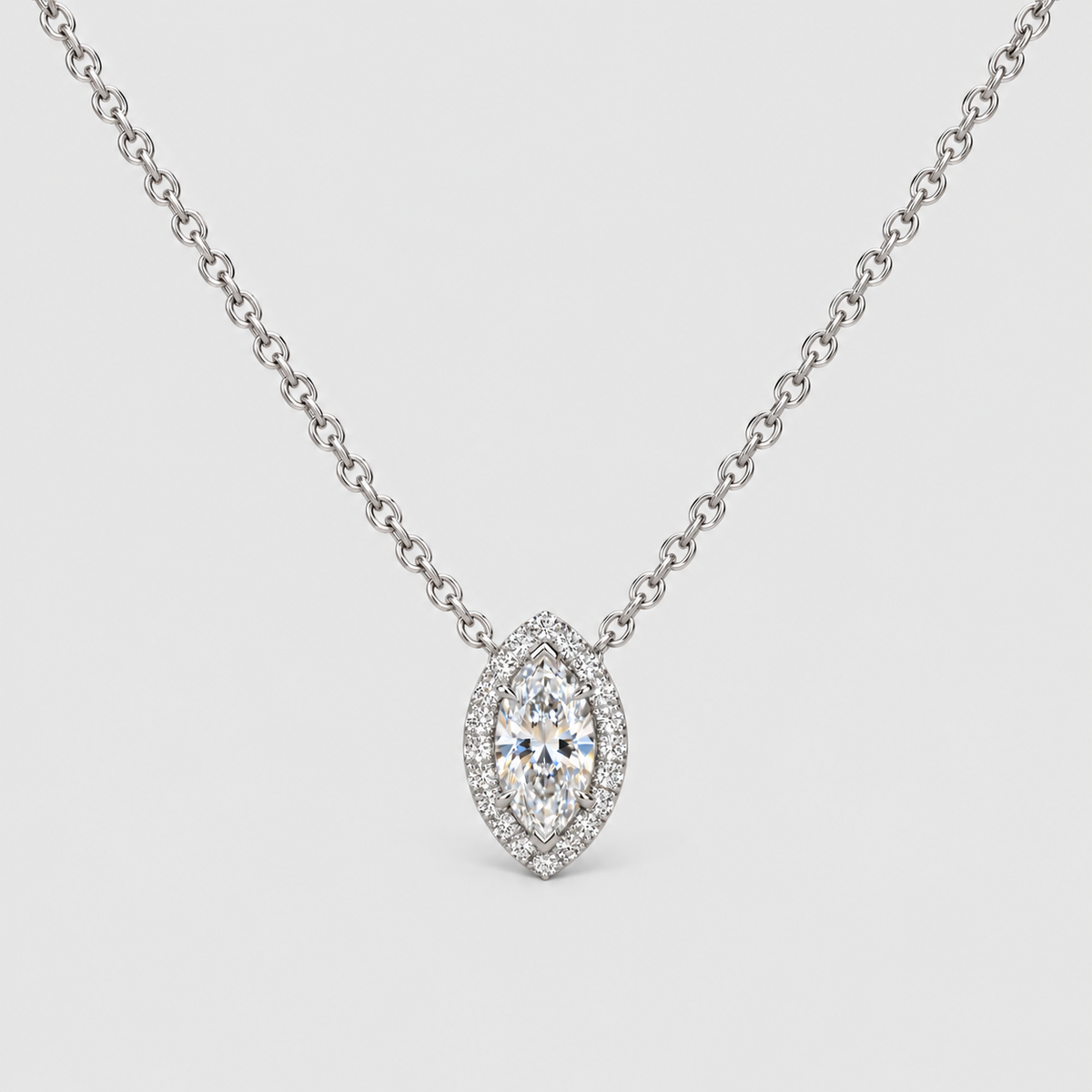 2.25 Ct. Lab Grown Diamond Marquise Cut Halo Pendant (VS-EF)