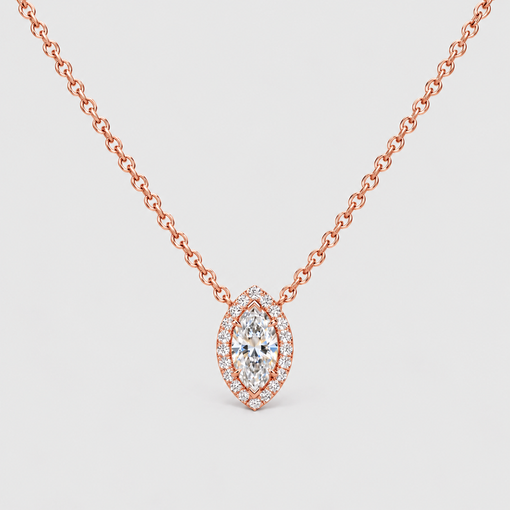 2.25 Ct. Lab Grown Diamond Marquise Cut Halo Pendant (VS-EF)