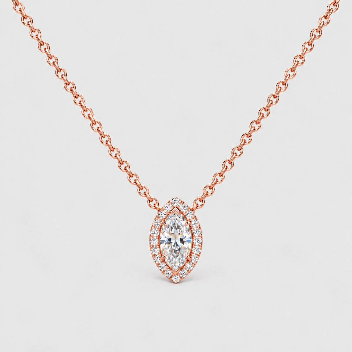 2.25 Ct. Lab Grown Diamond Marquise Cut Halo Pendant (VS-EF)