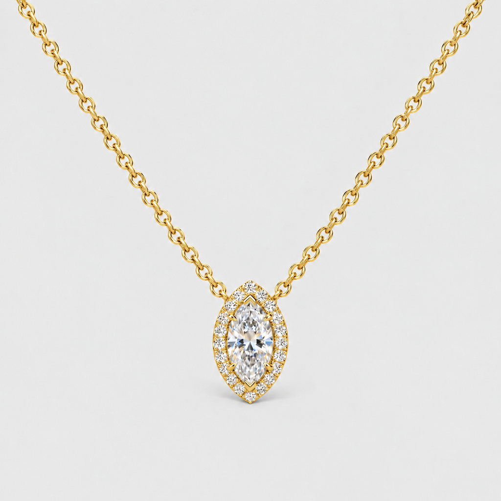 2.25 Ct. Lab Grown Diamond Marquise Cut Halo Pendant (VS-EF)