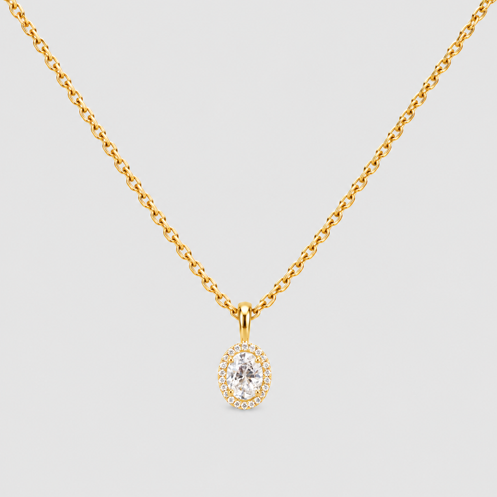 1.20 Ct. Lab Grown Diamond Oval Cut Halo Pendant (VS-EF)