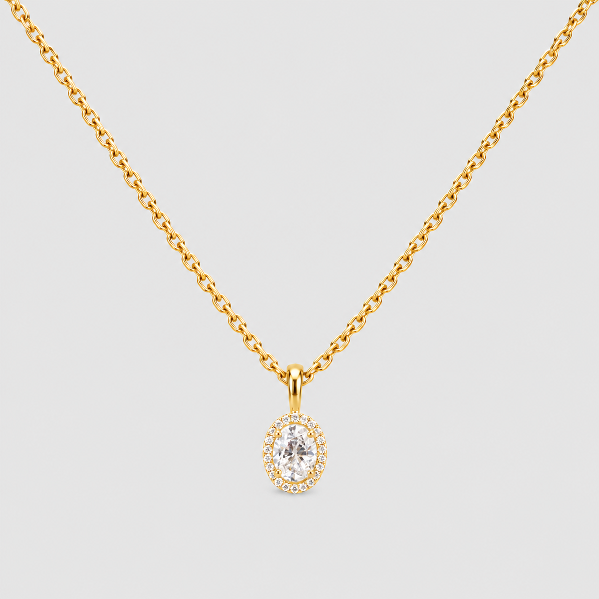 1.20 Ct. Lab Grown Diamond Oval Cut Halo Pendant (VS-EF)