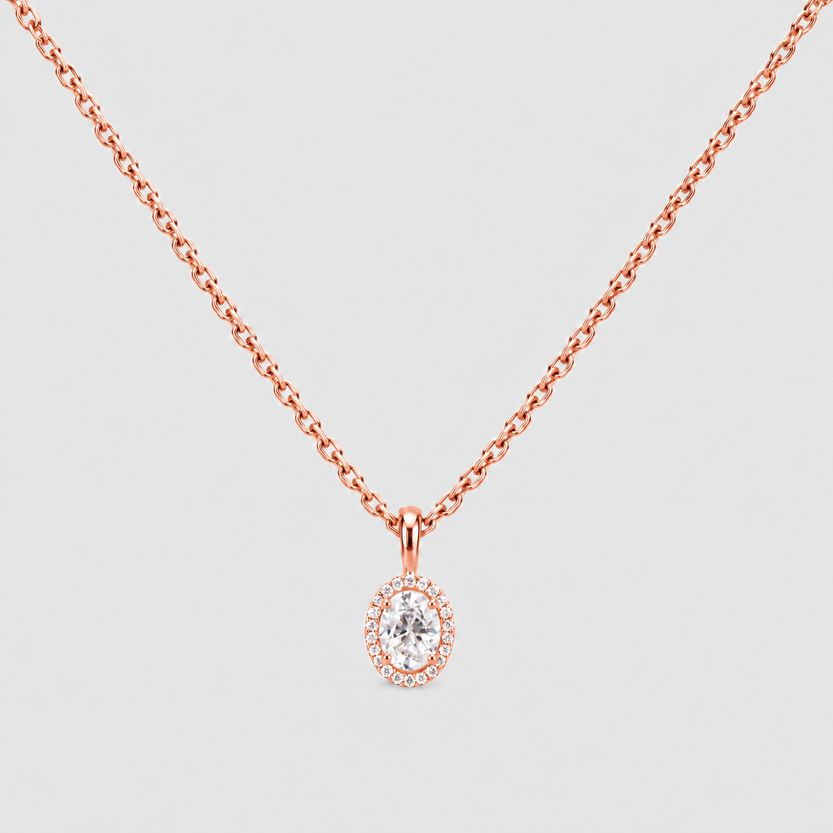 1.20 Ct. Lab Grown Diamond Oval Cut Halo Pendant (VS-EF)