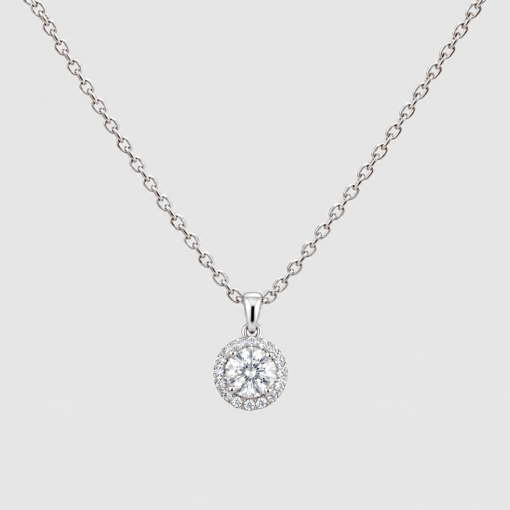 2.20 Ct. Lab Grown Diamond Round Cut Halo Pendant (VS-EF)