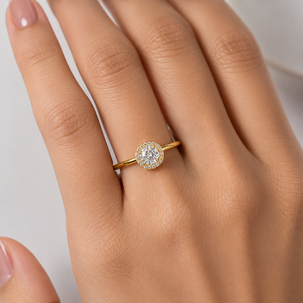 Lab Grown Diamond Round Cut Halo Ring 0.55 Ct. (VS-EF)