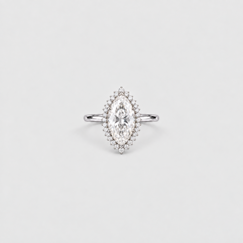 2.50 Ct. Lab Grown Diamond Marquise Cut Halo Ring (VS-EF)