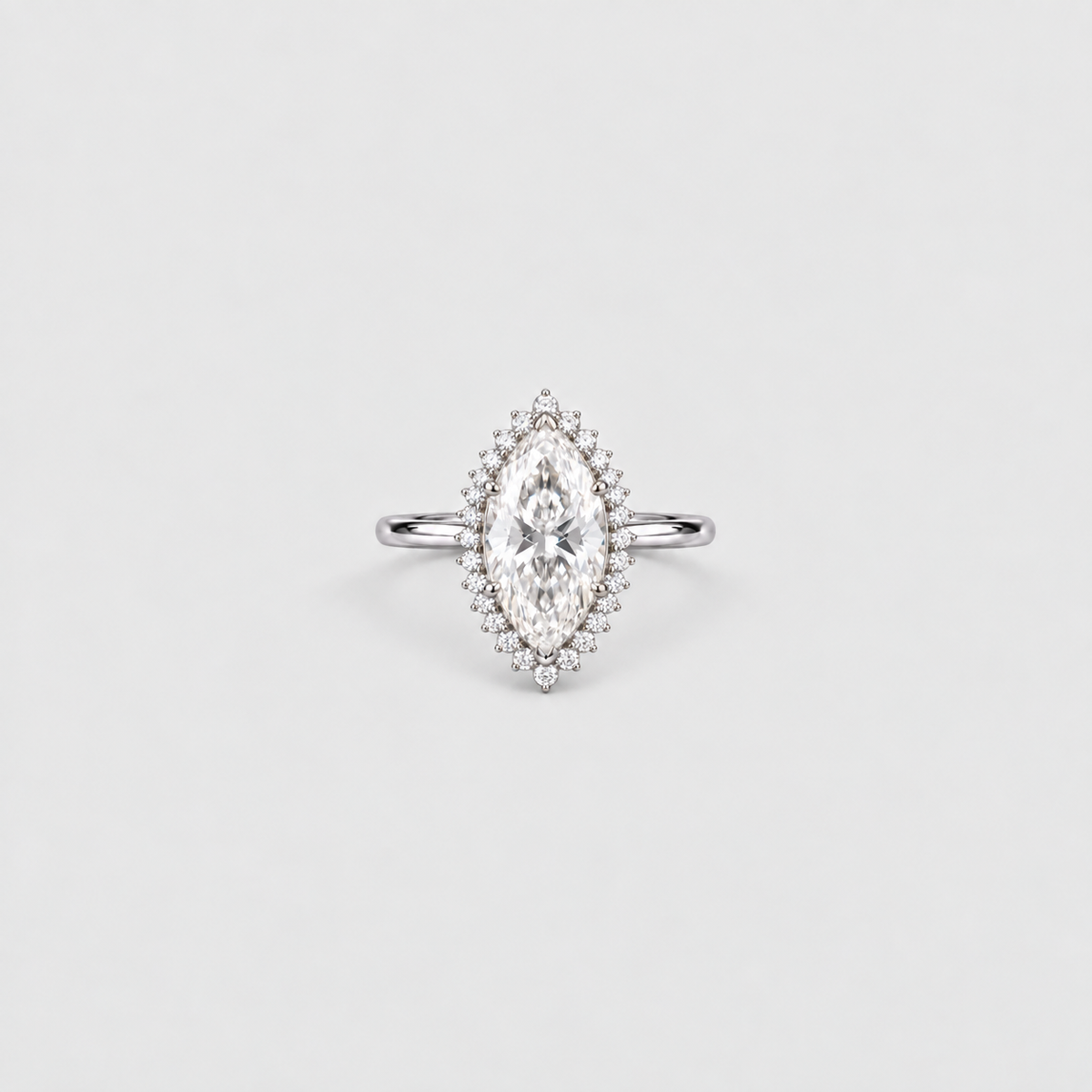 2.50 Ct. Lab Grown Diamond Marquise Cut Halo Ring (VS-EF)