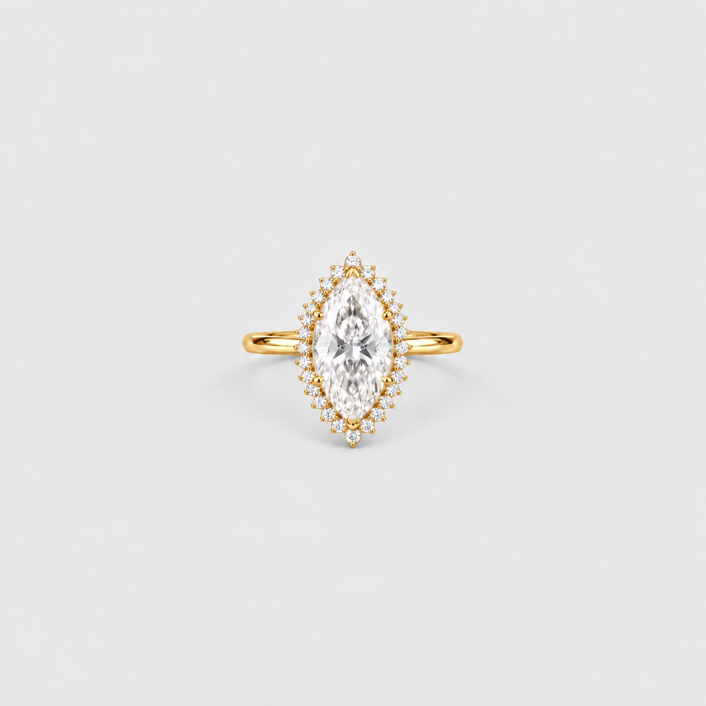 2.50 Ct. Lab Grown Diamond Marquise Cut Halo Ring (VS-EF)