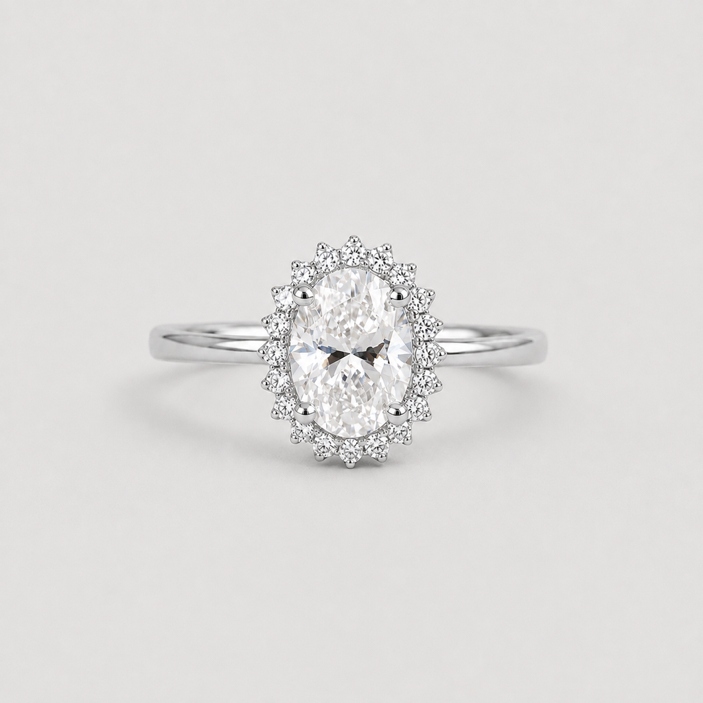 2.40 Ct. Lab Grown Diamond Oval Cut Halo Ring (VS-EF)