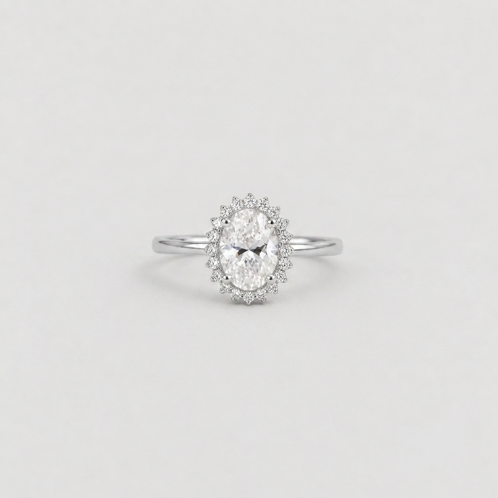 2.40 Ct. Lab Grown Diamond Oval Cut Halo Ring (VS-EF)