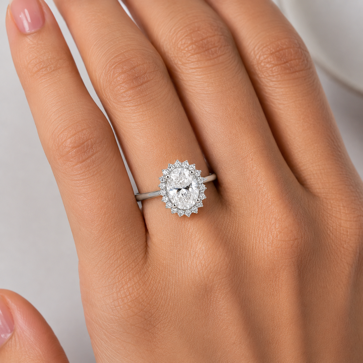 2.40 Ct. Lab Grown Diamond Oval Cut Halo Ring (VS-EF)