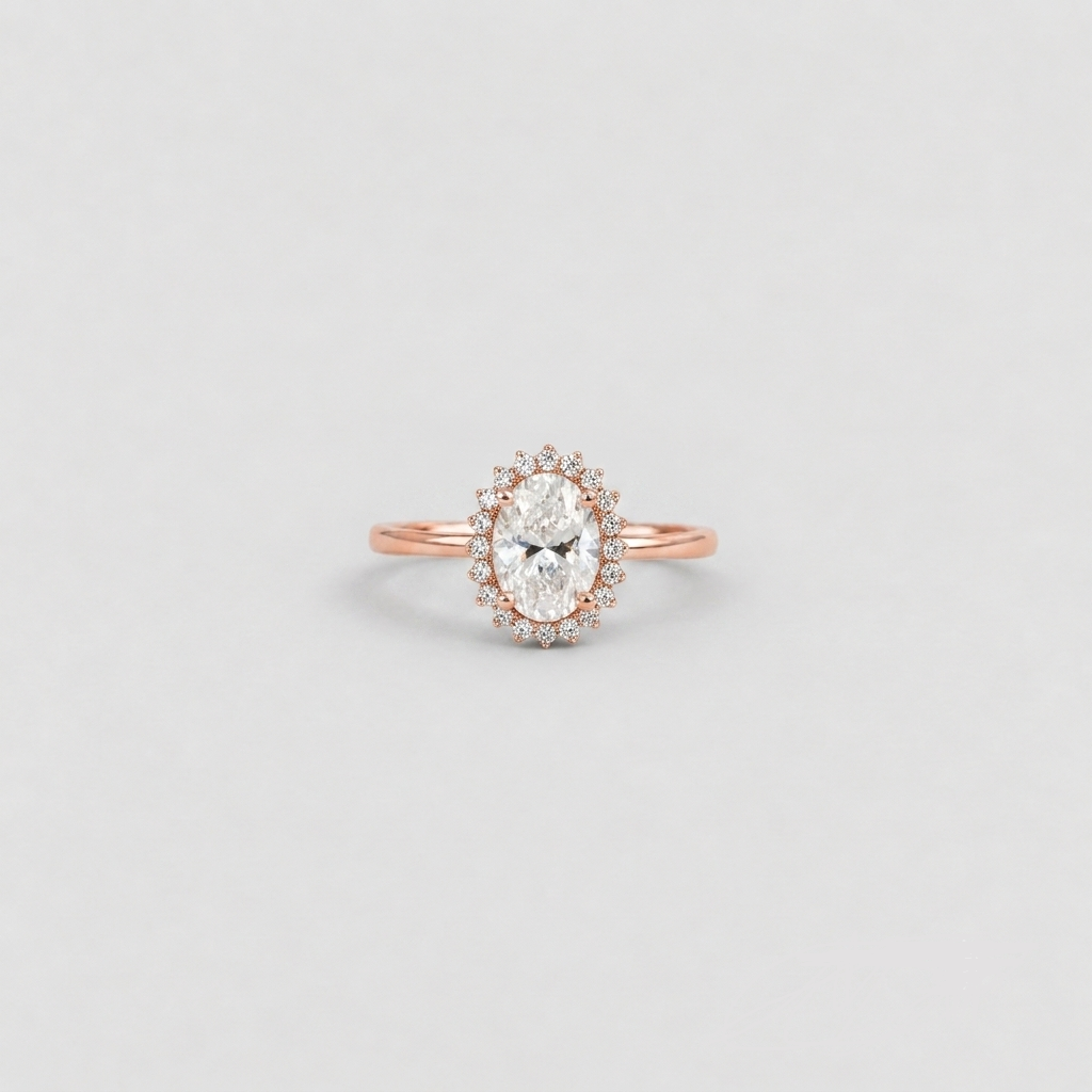 2.40 Ct. Lab Grown Diamond Oval Cut Halo Ring (VS-EF)