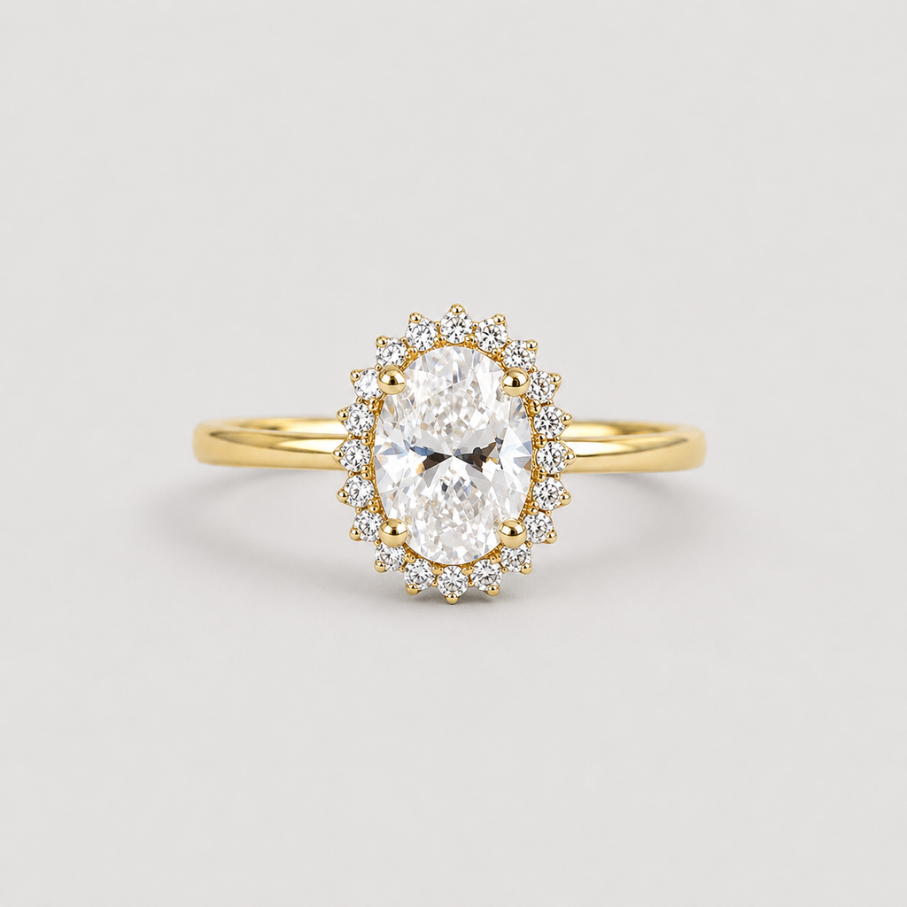 2.40 Ct. Lab Grown Diamond Oval Cut Halo Ring (VS-EF)