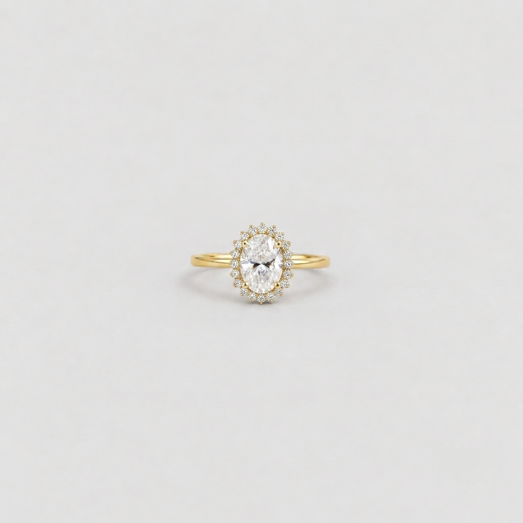 2.40 Ct. Lab Grown Diamond Oval Cut Halo Ring (VS-EF)