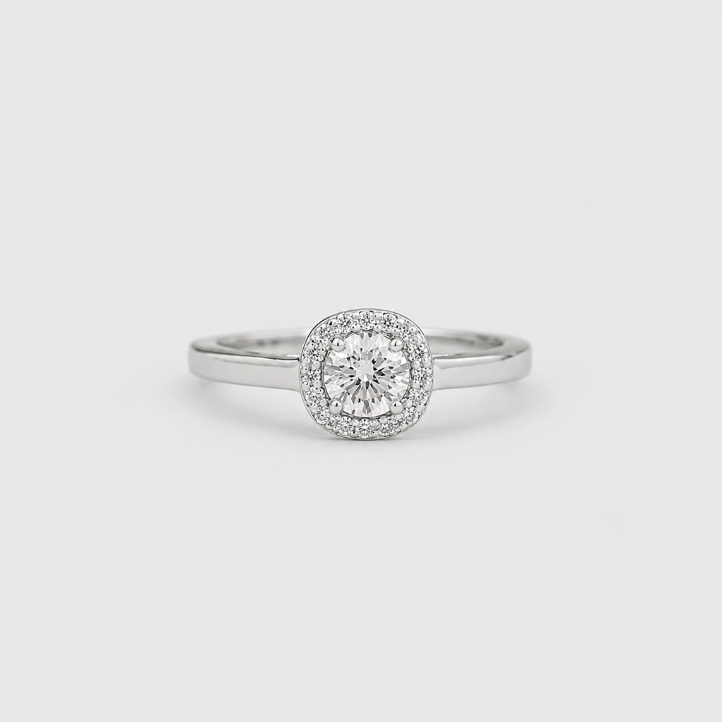 1.05 Ct. Lab Grown Diamond Round Cut Halo Ring (VS-EF)