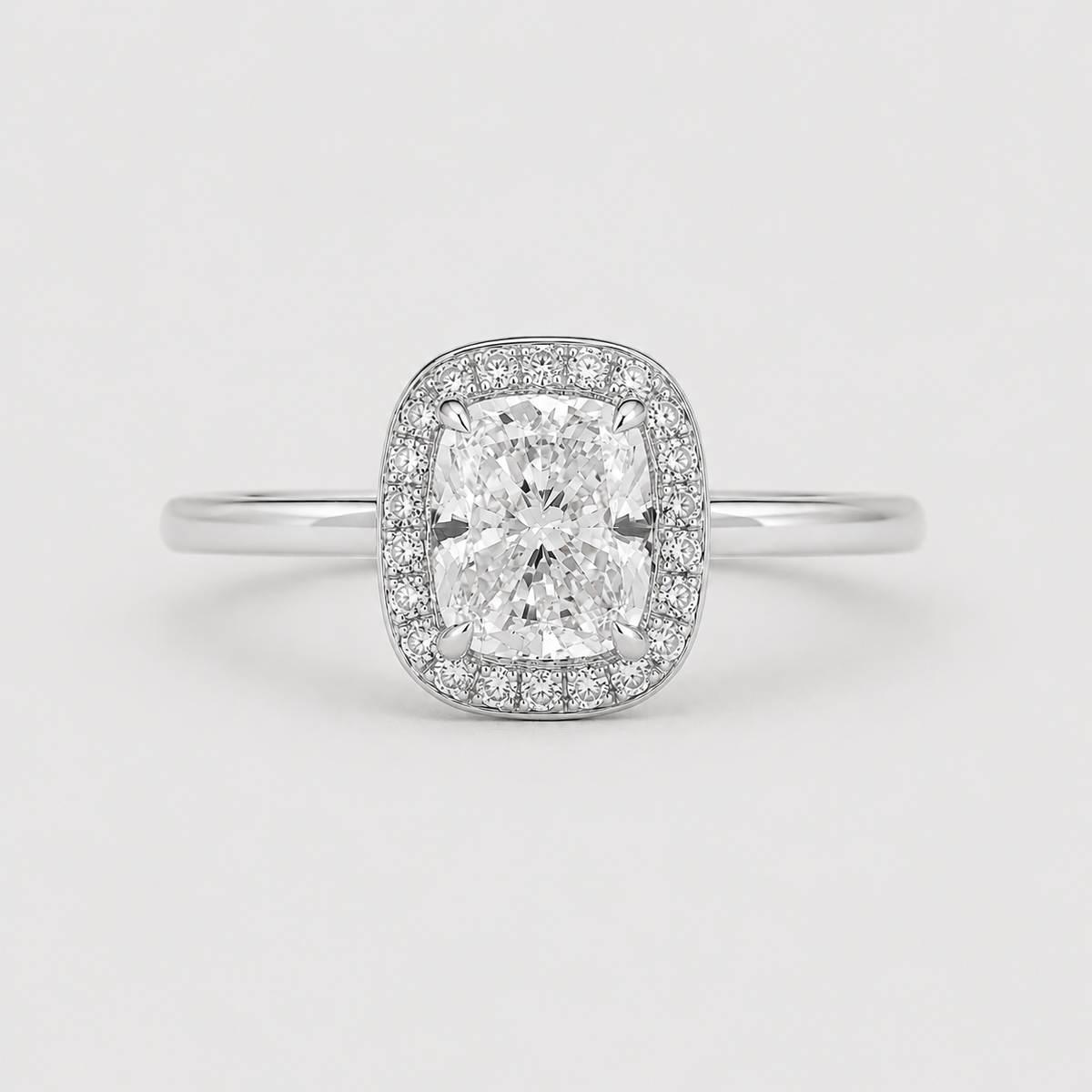 1.40 Ct. Lab Grown Diamond Cushion Cut Halo Ring (VS-EF)