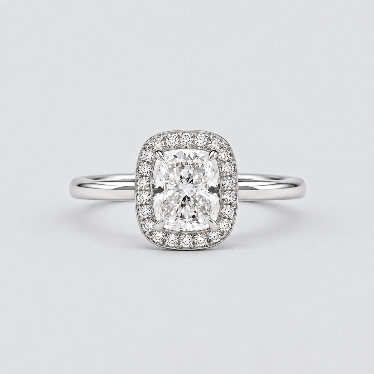 1.40 Ct. Lab Grown Diamond Cushion Cut Halo Ring (VS-EF)