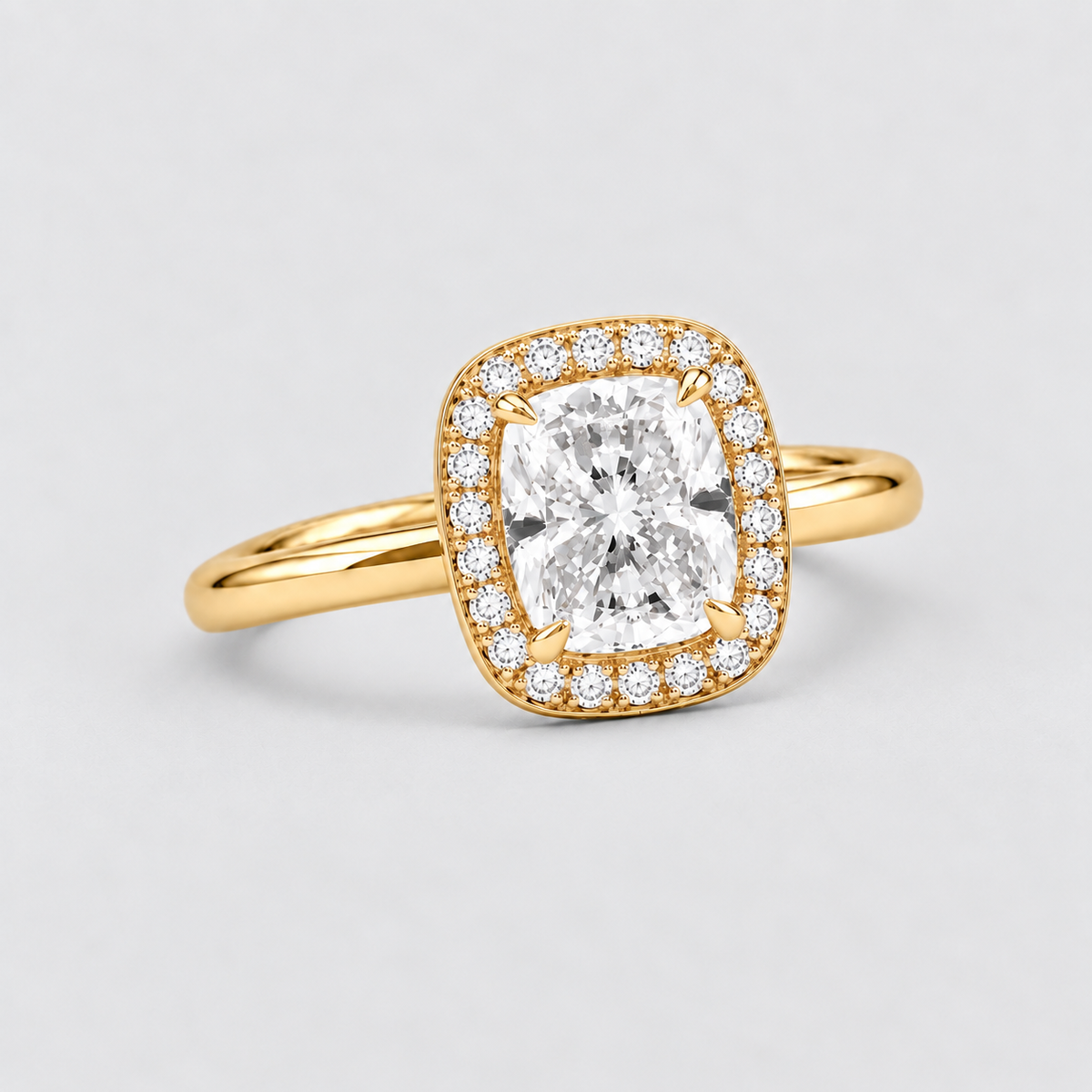 1.40 Ct. Lab Grown Diamond Cushion Cut Halo Ring (VS-EF)