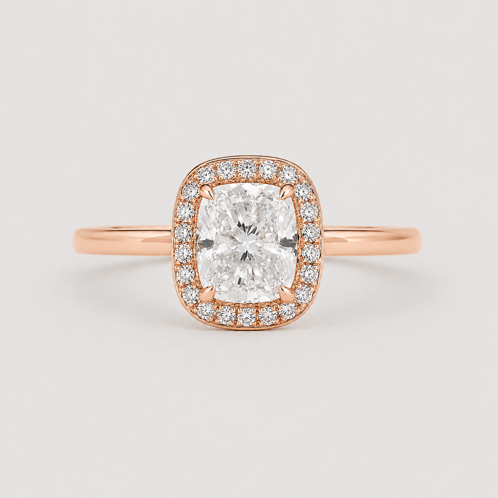 1.40 Ct. Lab Grown Diamond Cushion Cut Halo Ring (VS-EF)