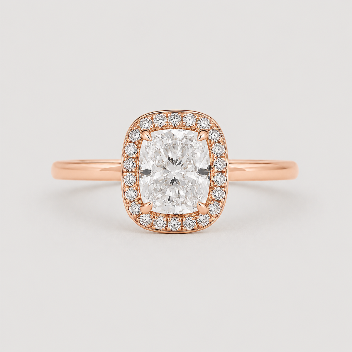 1.40 Ct. Lab Grown Diamond Cushion Cut Halo Ring (VS-EF)