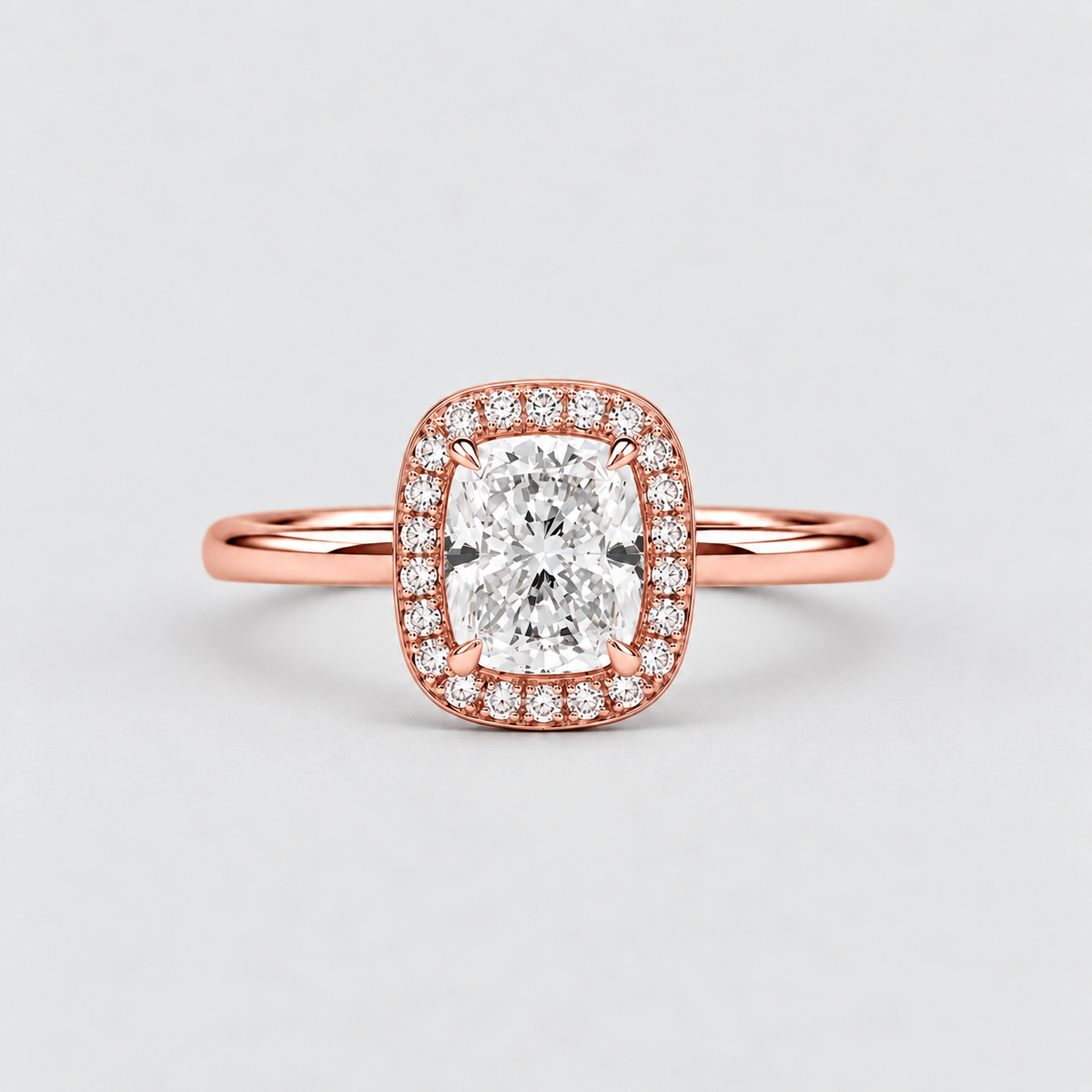 1.40 Ct. Lab Grown Diamond Cushion Cut Halo Ring (VS-EF)